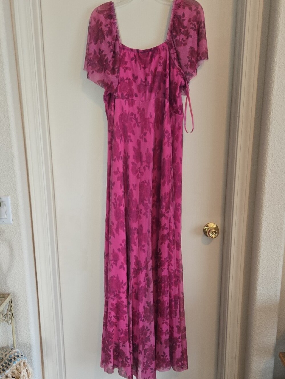 Torrid Pink Mesh Flutter Sleeve Maxi Dress - Picture 3 of 4